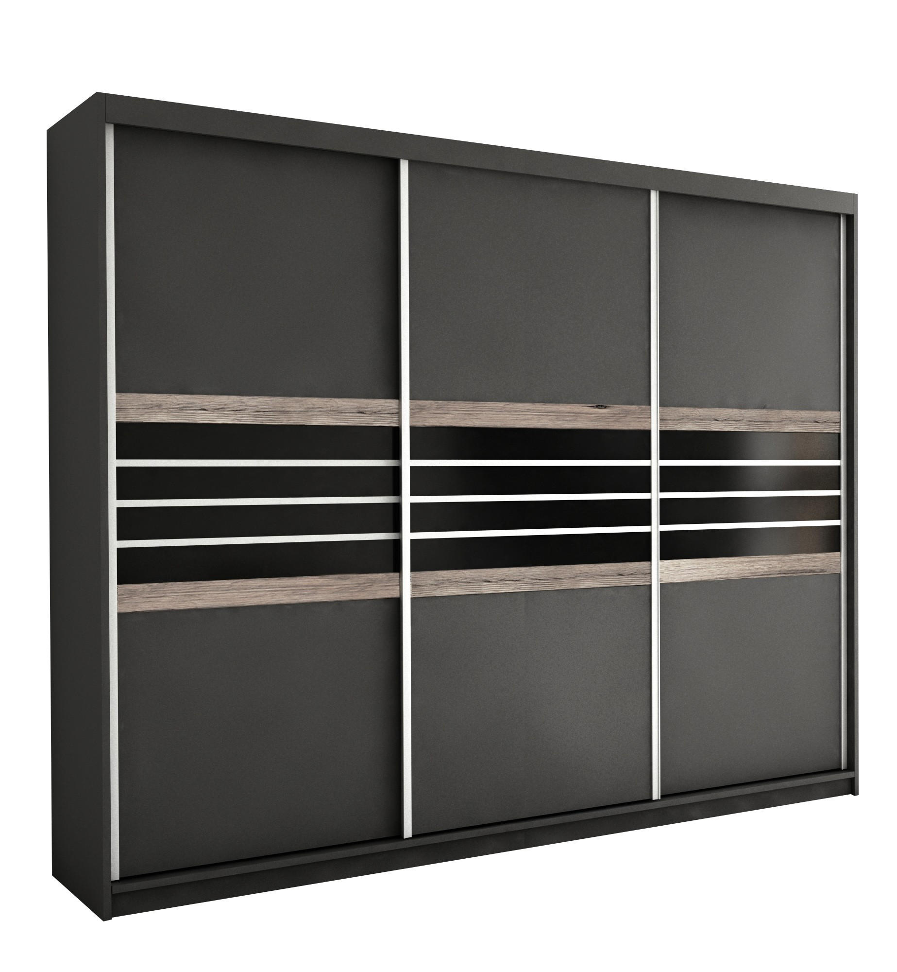 SCHWEBETÜRENSCHRANK RIVEN 250/215/61 cm 3-türig Braun - Braun, Holzwerkstoff (250/215/61cm) - MASSENO