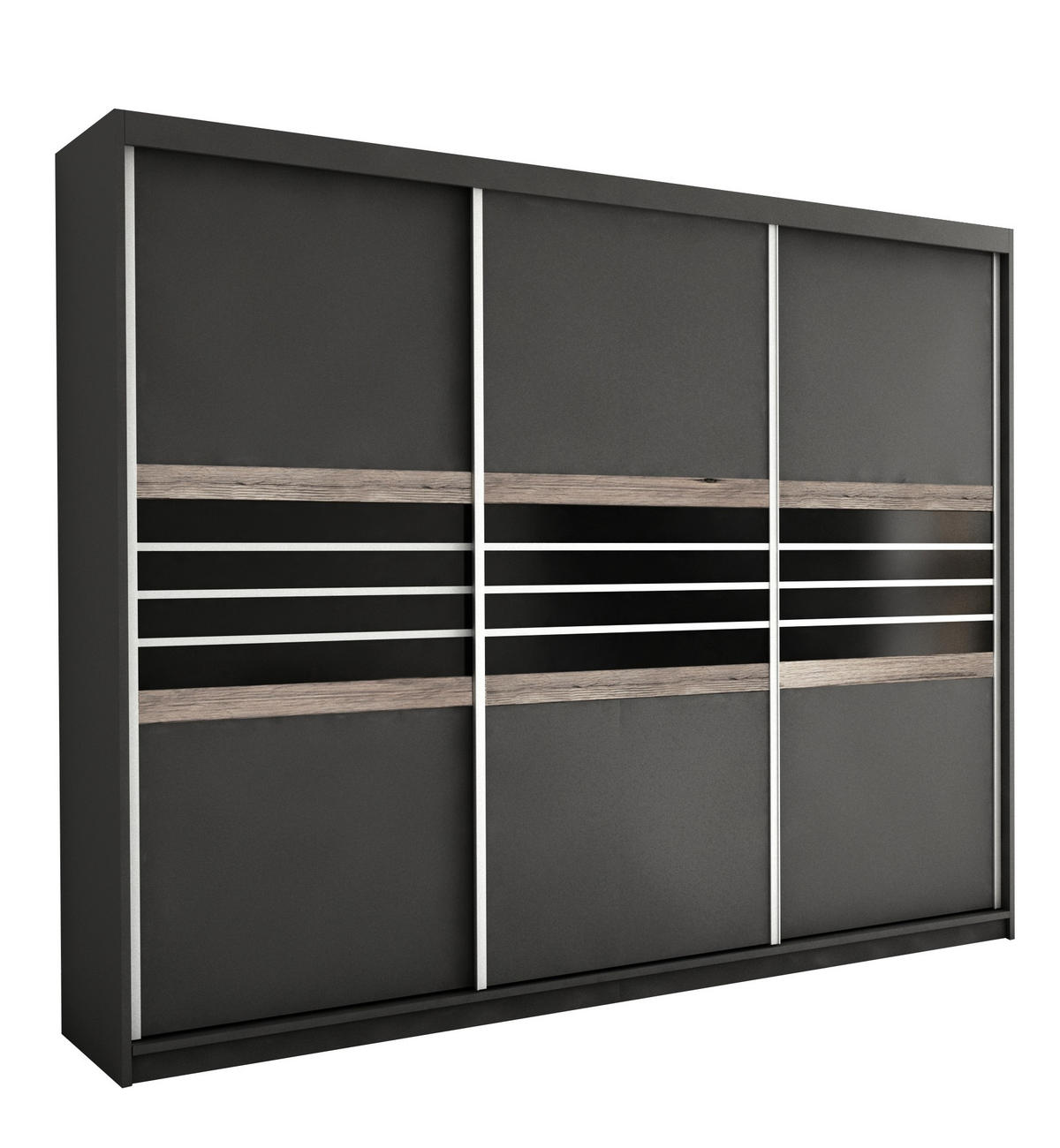 SCHWEBETÜRENSCHRANK RIVEN 250/215/61 cm 3-türig Braun - Braun, Holzwerkstoff (250/215/61cm) - MASSENO