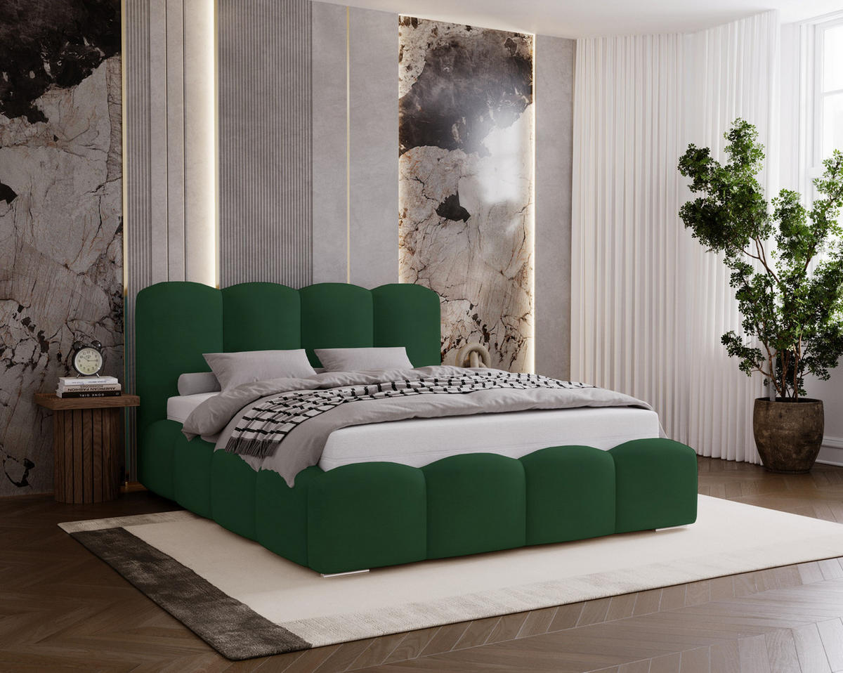 POLSTERBETT 180x200 cm Zenna mit Lattenrost, Bettkasten, Grün - Grün, Holz/Textil (180/200cm) - Emporius