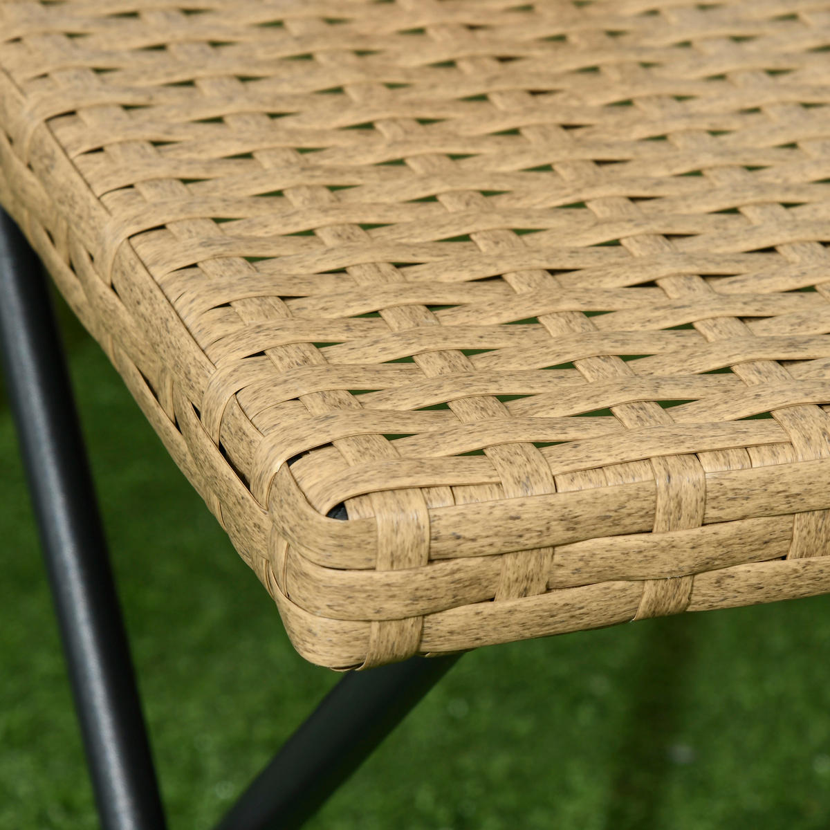 GARTENKLAPPTISCH, Naturholz, Stahl, PE-Rattan - Naturfarben, Kunststoff (40/40/40cm) - Outsunny