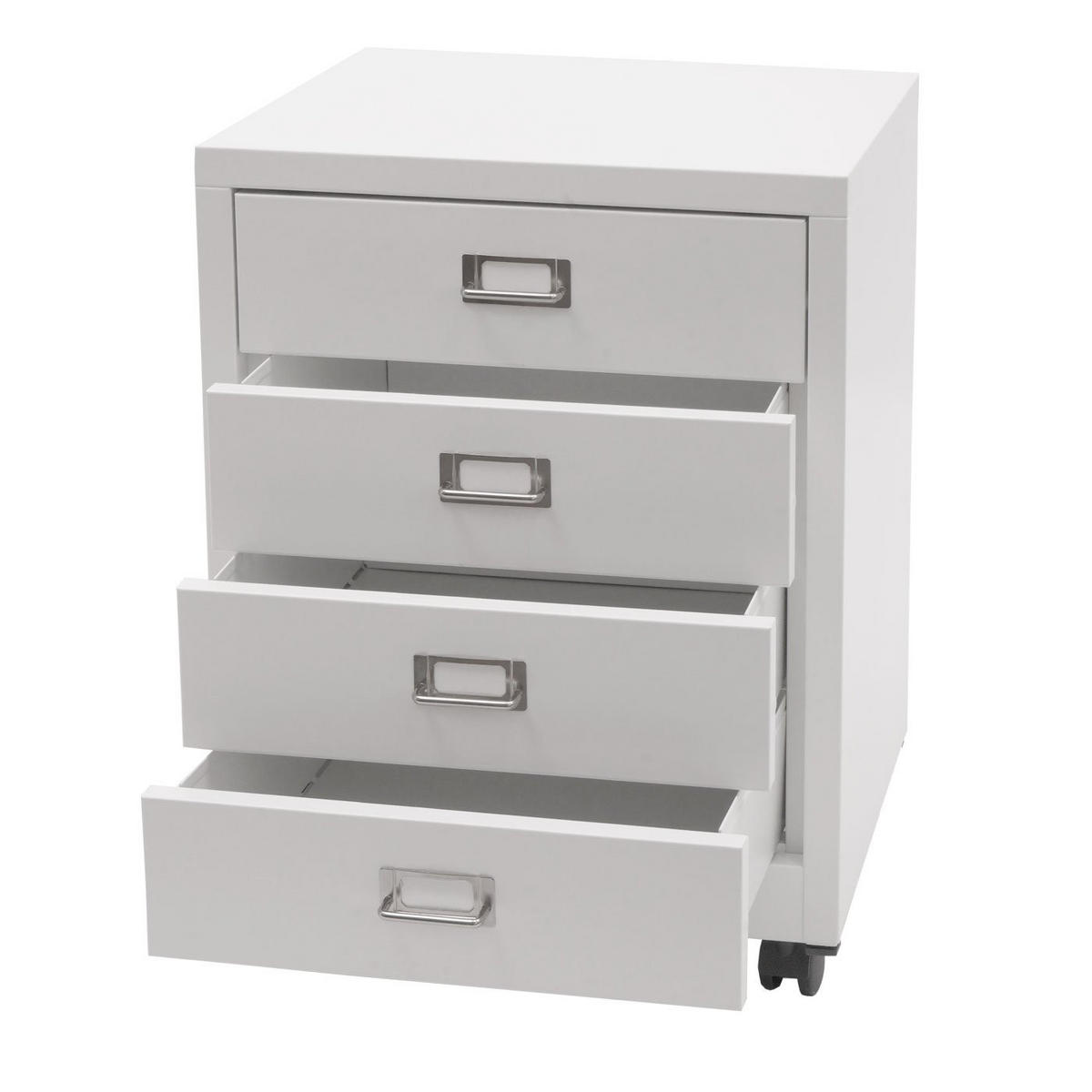 ROLLCONTAINER 55x40x41cm Metall 4 Schubladen Weiß - Weiß, Metall (40/55/41cm) - PROREGAL