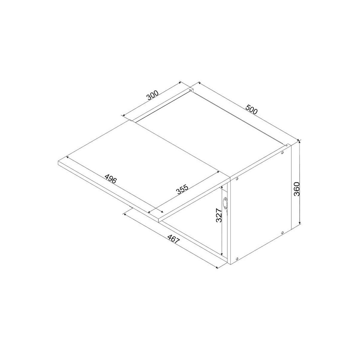 HÄNGESCHRANK - W50OKGR ( S2100/69 ) - KATE - Kompakte Wandgestaltung - Schwarz/Weiß, Holz/Metall (50/36/30cm) - ROYAL24_MARKT