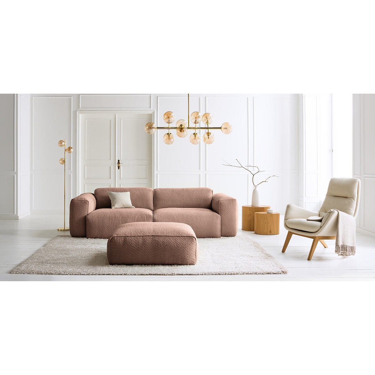 POLSTERHOCKER - Mauve/Schwarz, Kunststoff/Textil (81/38/100cm) - home24