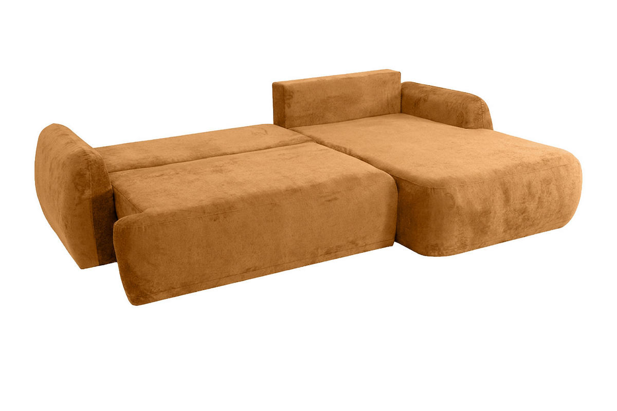 ECKSOFA Mit Schlaffunktion Und Bettkasten, Chenille-Stoff Perfecto, Honigfarbe, Rechts, HELA II - Honig, Holz (280/184cm) - Kaiser Möbel