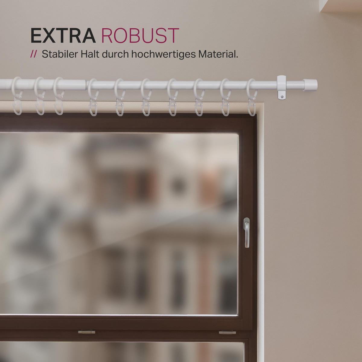 GARDINENSTANGENSET 120-220cm Weiß Lilie - Weiß, Metall (120cm)