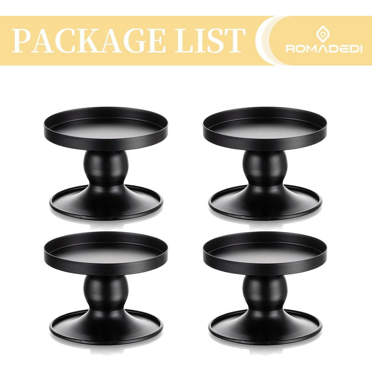 KERZENSTÄNDER 4er Set Metall Schwarz - Schwarz, Metall (5/5/20cm)