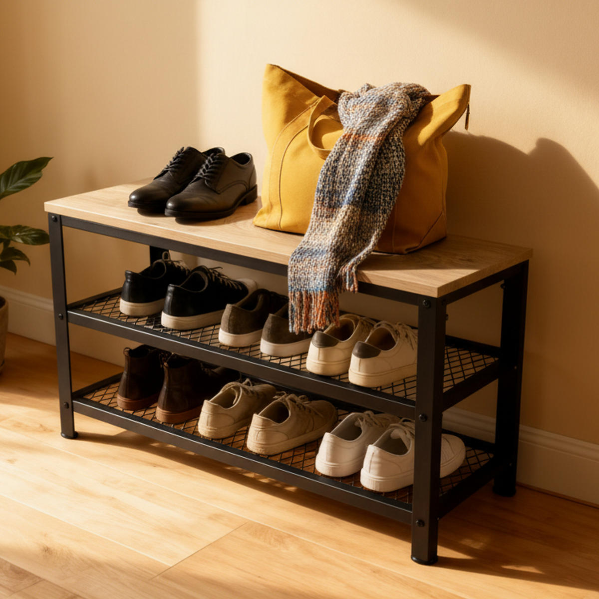 SCHUHBANK - Multicolor, Holzwerkstoff/Kunststoff (73/45/30cm) - Relaxdays