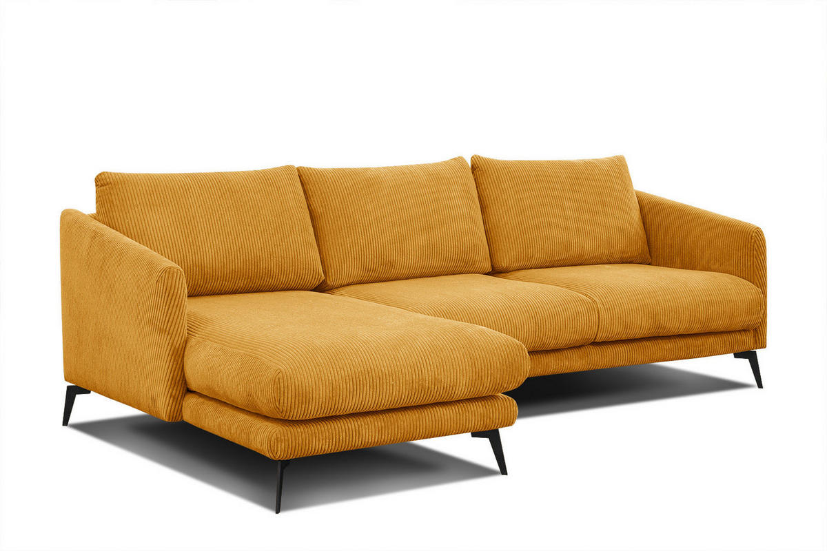 ECKSOFA VILT 4-Sitzer, honig - Schwarz/Honig, Holzwerkstoff/Textil (156/255cm) - Courtois Laville