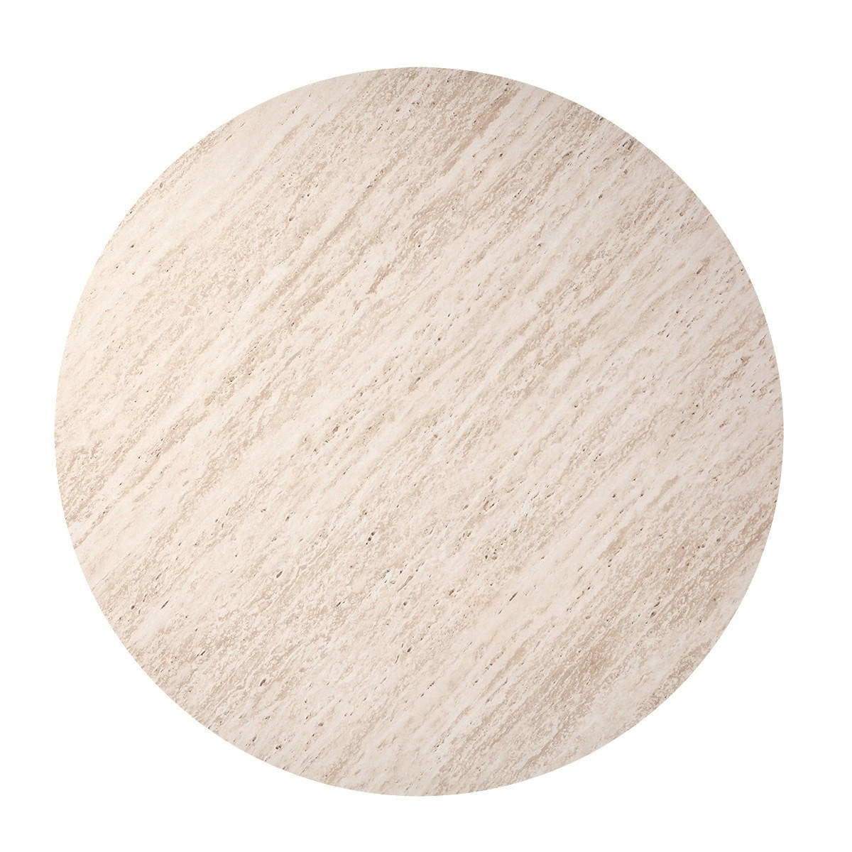 COUCHTISCH mit runder Tischplatte im Travertin-Optik 70/70/42 cm - Beige, Holzwerkstoff (9.5/70/42cm) - Calicosy