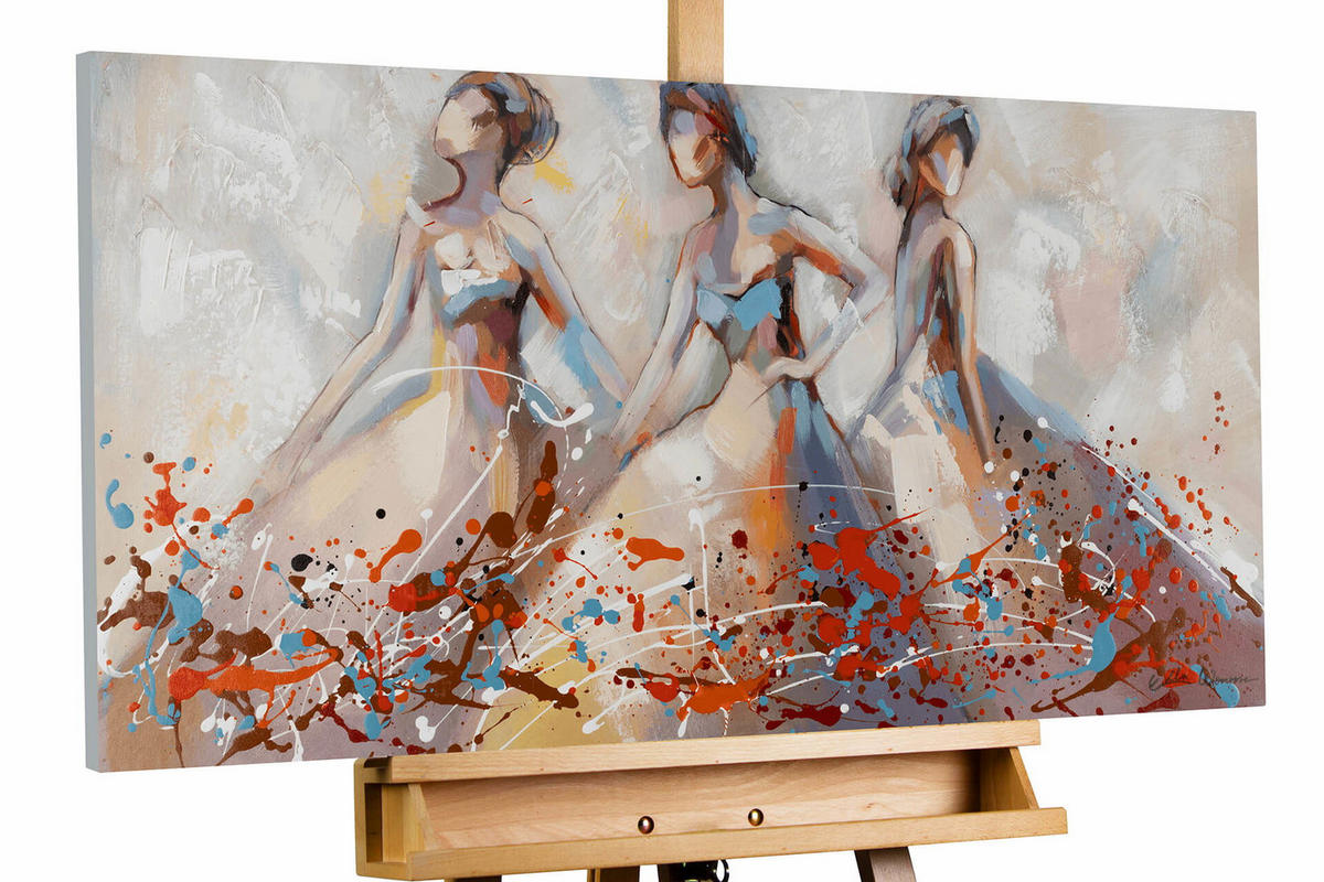 ACRYLBILD HANDGEMALT 100/50 cm - Beige/Rot, Holz/Textil (1.8/50cm) - KUNSTLOFT