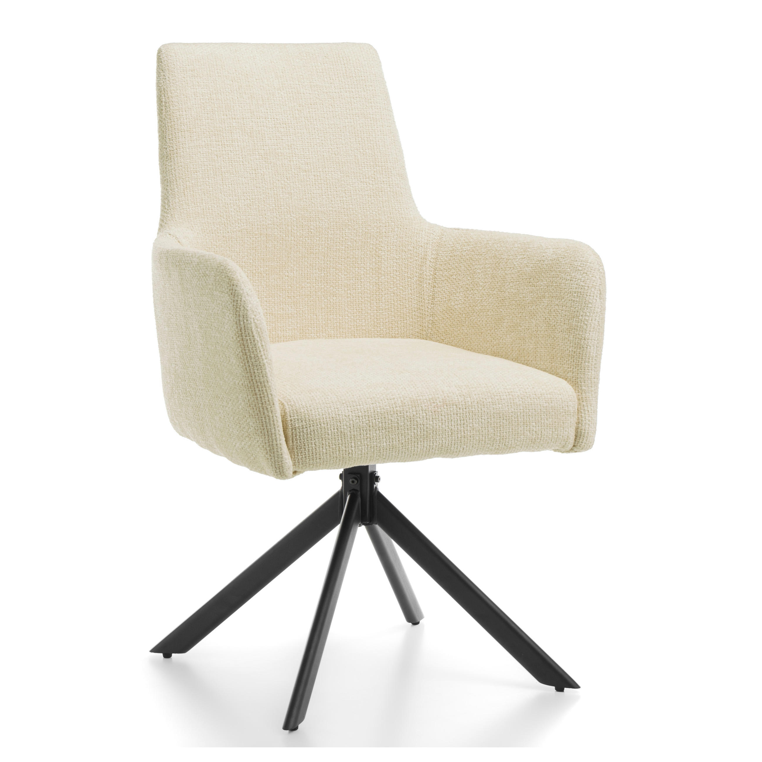 STUHL TITO gepolstert mit Steppung - hellbeige - Chenille - Beige/Schwarz, Textil/Metall (60/93/64cm) - NEW HOME