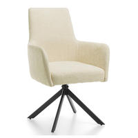 STUHL TITO gepolstert mit Steppung - hellbeige - Chenille - Beige/Schwarz, Textil/Metall (60/93/64cm) - NEW HOME