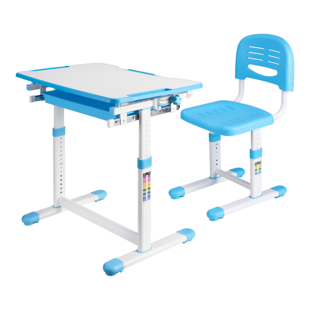 KINDERSCHREIBTISCH-SET 2 TLG. Sala - Blau/Weiß, Holzwerkstoff/Kunststoff (66.5/54/47.5cm) - [en.casa]