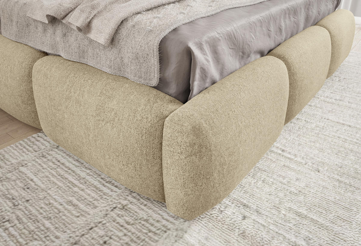 POLSTERBETT BOVA 180x200 cm mit Bettkasten,Lattenrost,Doppelbett,Boxspringbett-Optik-Beige - Beige, Holz (180/200cm) - Furnistar
