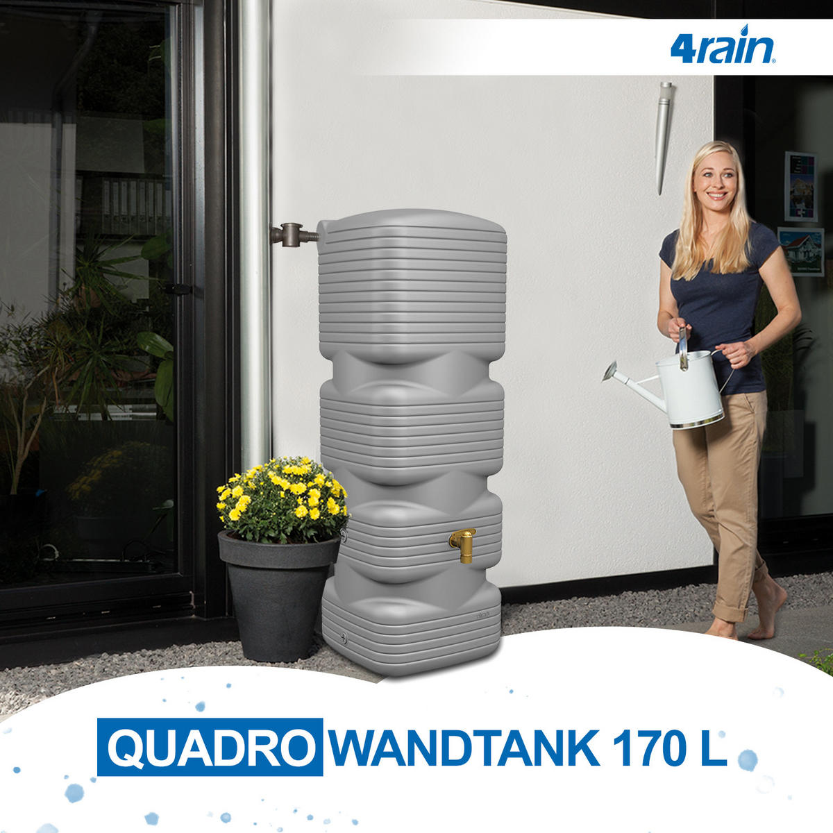WANDTANK 170 L, betongrau - Grau, Kunststoff (40/118/42cm) - 4rain