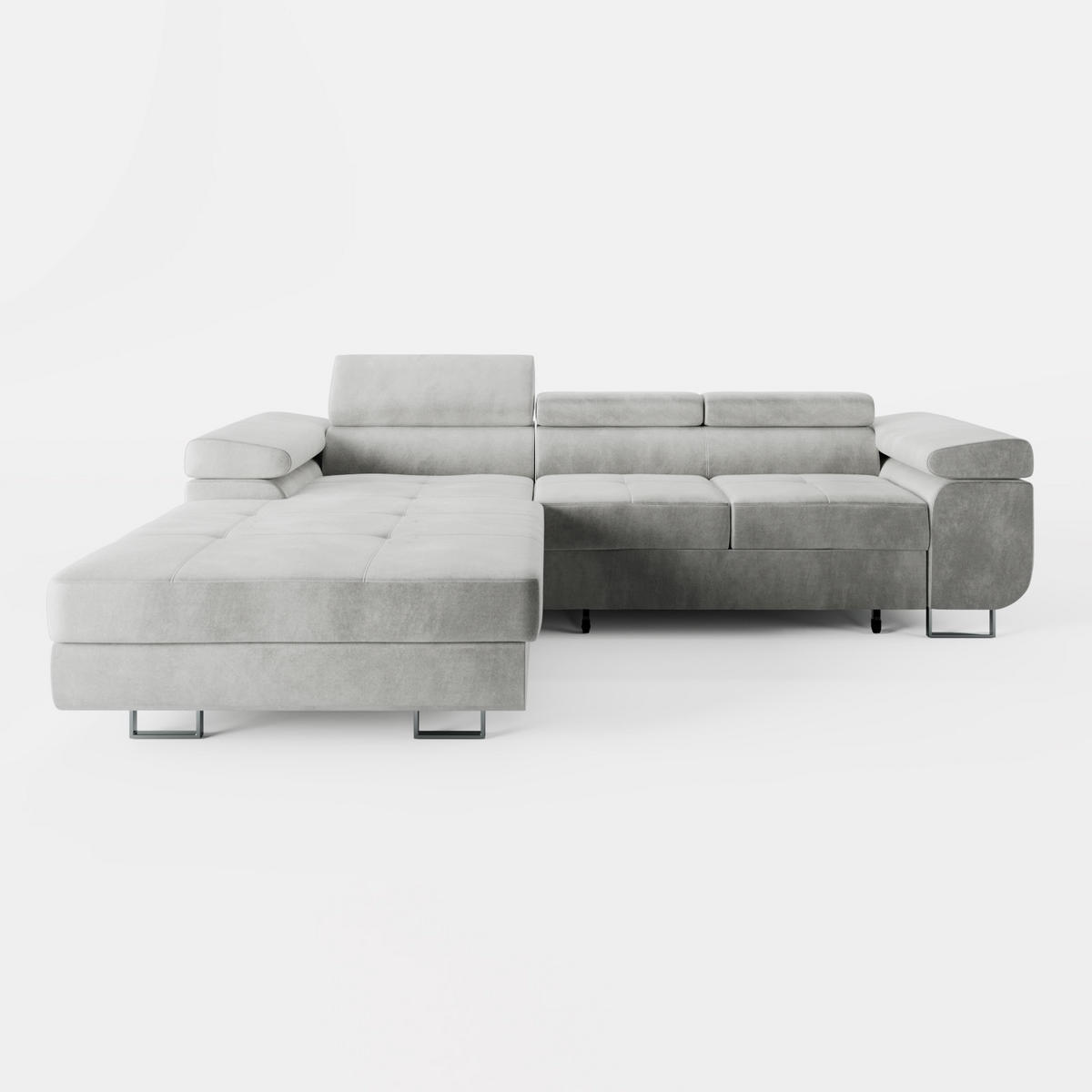 ECKSOFA VEMO CORE Links Schwarz Velours-Stoff mit Schlaffunktion und Bettkasten - Schwarz, Holz/Metall (280/205cm) - Barchello