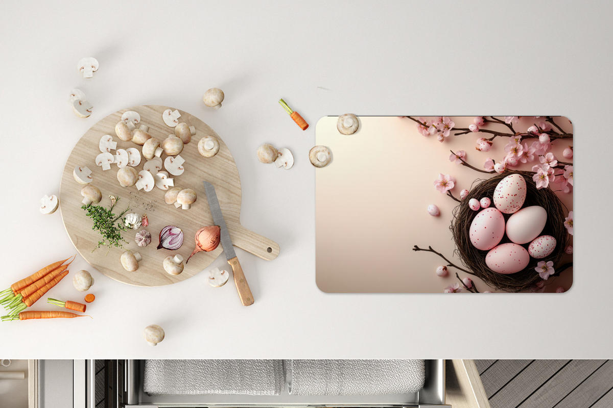 PLATZSETS 6er-Set Rosa - Blüten - Eier Placemats 45x30 cm - Hellrosa, Kunststoff (0.3/45/30cm) - MuchoWow