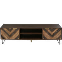 TV-LOWBOARD 155/38/48 cm natur mit zwei Türen und goldenen Griffen - Naturfarben, Holzwerkstoff (155/48/38cm) - OKWISH