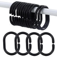 DUSCHVORHANGRINGE Schwarz Kunststoff resistent - Schwarz, Kunststoff (3.9/5.6cm) - MCBOSON