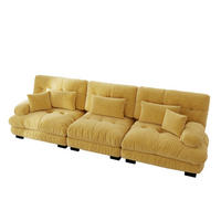 ECKSOFA 313/77/81 cm gmodular gelb aus Chenille mit Tiefensitz und Rundarmlehnen - Gelb, Textil (77/313cm) - OKWISH