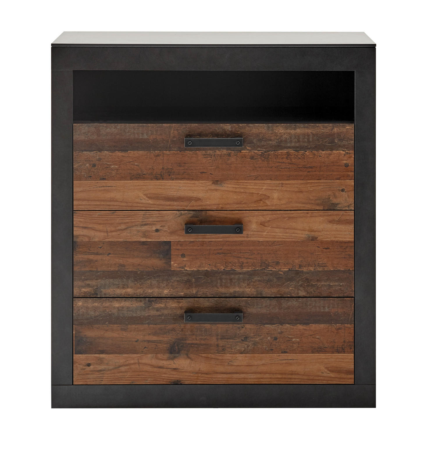 KOMMODE Old Used Wood Shabby Design mit Matera grau, 92 x 104 cm - Dunkelgrau/Braun, Holzwerkstoff/Kunststoff (92/104/40cm) - Furn.Design