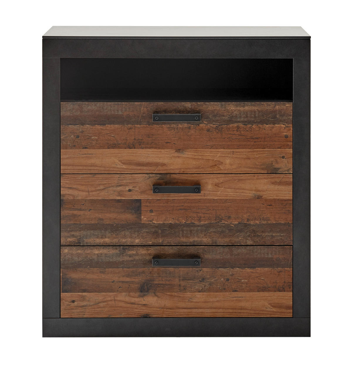 KOMMODE Old Used Wood Shabby Design mit Matera grau, 92 x 104 cm - Dunkelgrau/Braun, Holzwerkstoff/Kunststoff (92/104/40cm) - Furn.Design