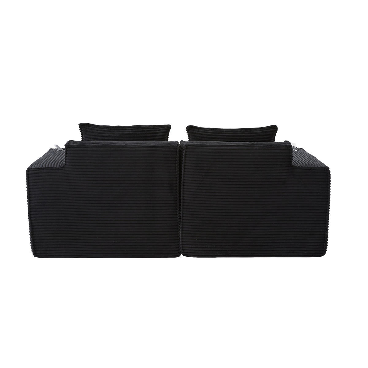 2-SITZER-SOFA DE-33836 mit 2 Hockern Schwarz - Schwarz, Textil (188/75/162cm) - ComfortXL
