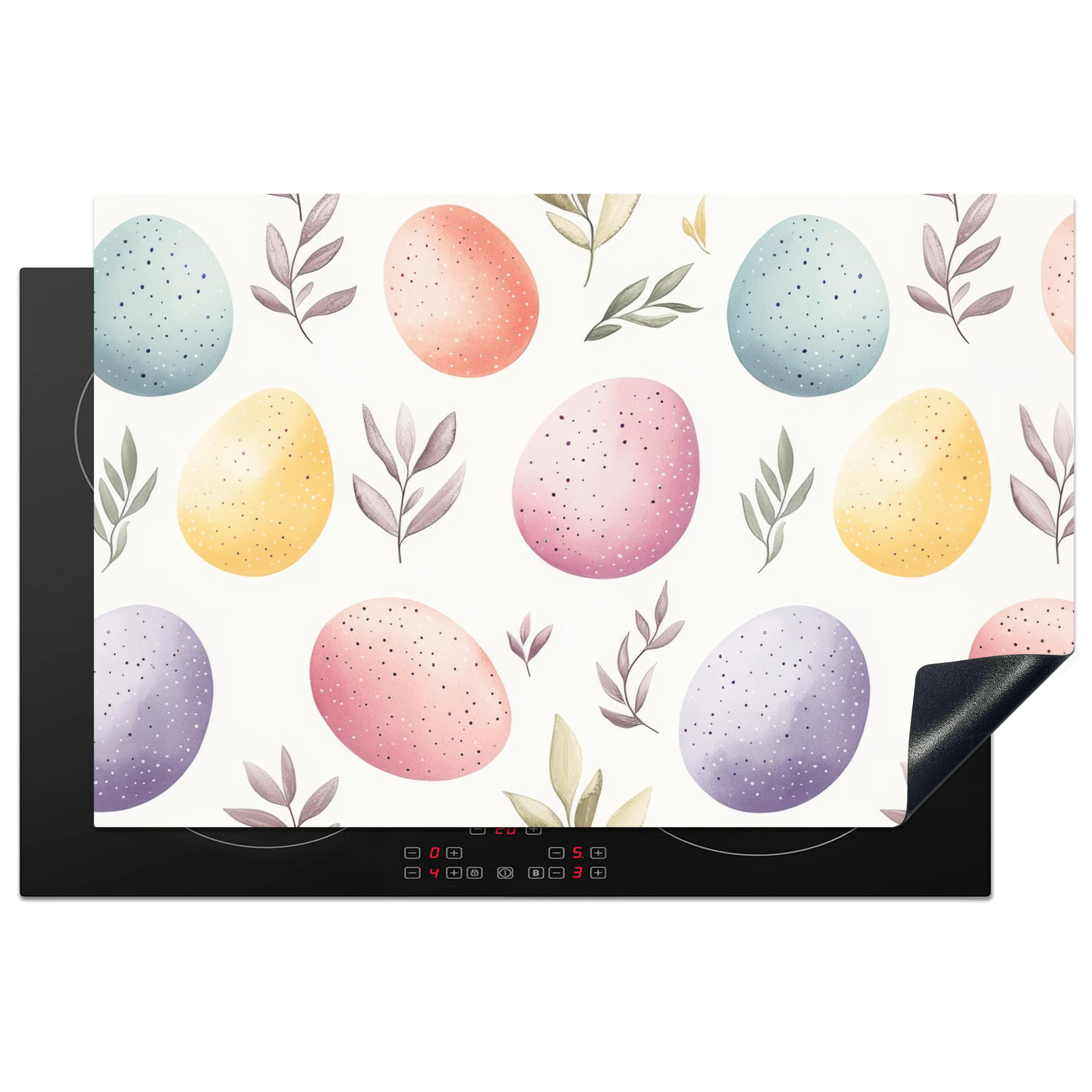 HERDABDECKPLATTE Eier - Bunt - Muster Induktionsschutz 81.6x52.7 cm - Weiß, Kunststoff (81.6/52.7/0.2cm) - MuchoWow