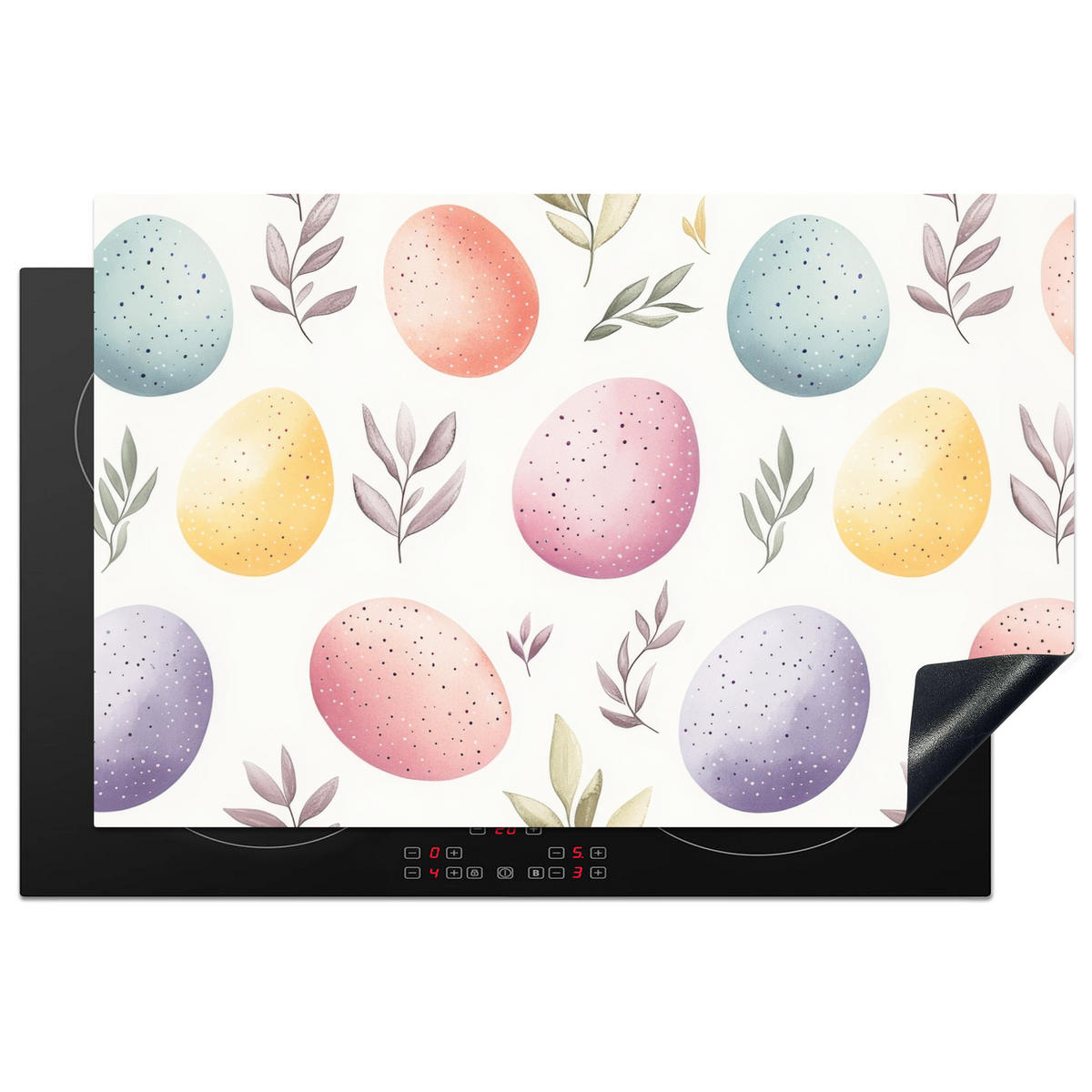 HERDABDECKPLATTE Eier - Bunt - Muster Induktionsschutz 81.6x52.7 cm - Weiß, Kunststoff (81.6/52.7/0.2cm) - MuchoWow