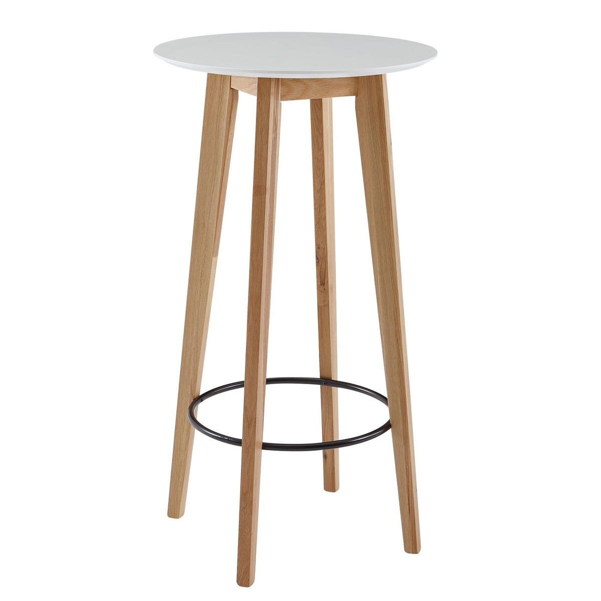 BARTISCH – Skandinavisch, Eiche, rund, 50 kg Belastbarkeit - Weiß/Braun, Eichenholz/Holz (60/110/60cm) - KADIMA DESIGN