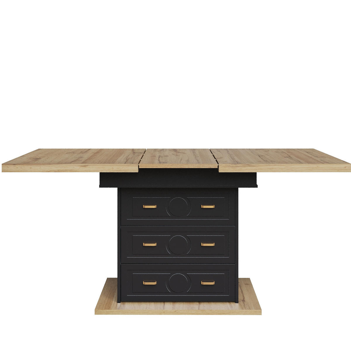 ESSTISCH, MDF in Holzoptik mit Auszug & Stauraum, 110–140/80/75 cm, Schwarz - Schwarz, Holzwerkstoff (110/80/75cm) - Redom