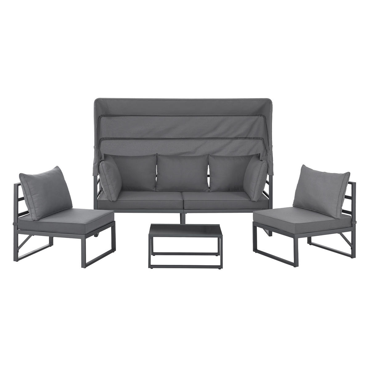GARTENLOUNGE Maui Grau - Dunkelgrau/Grau, Metall - SVITA