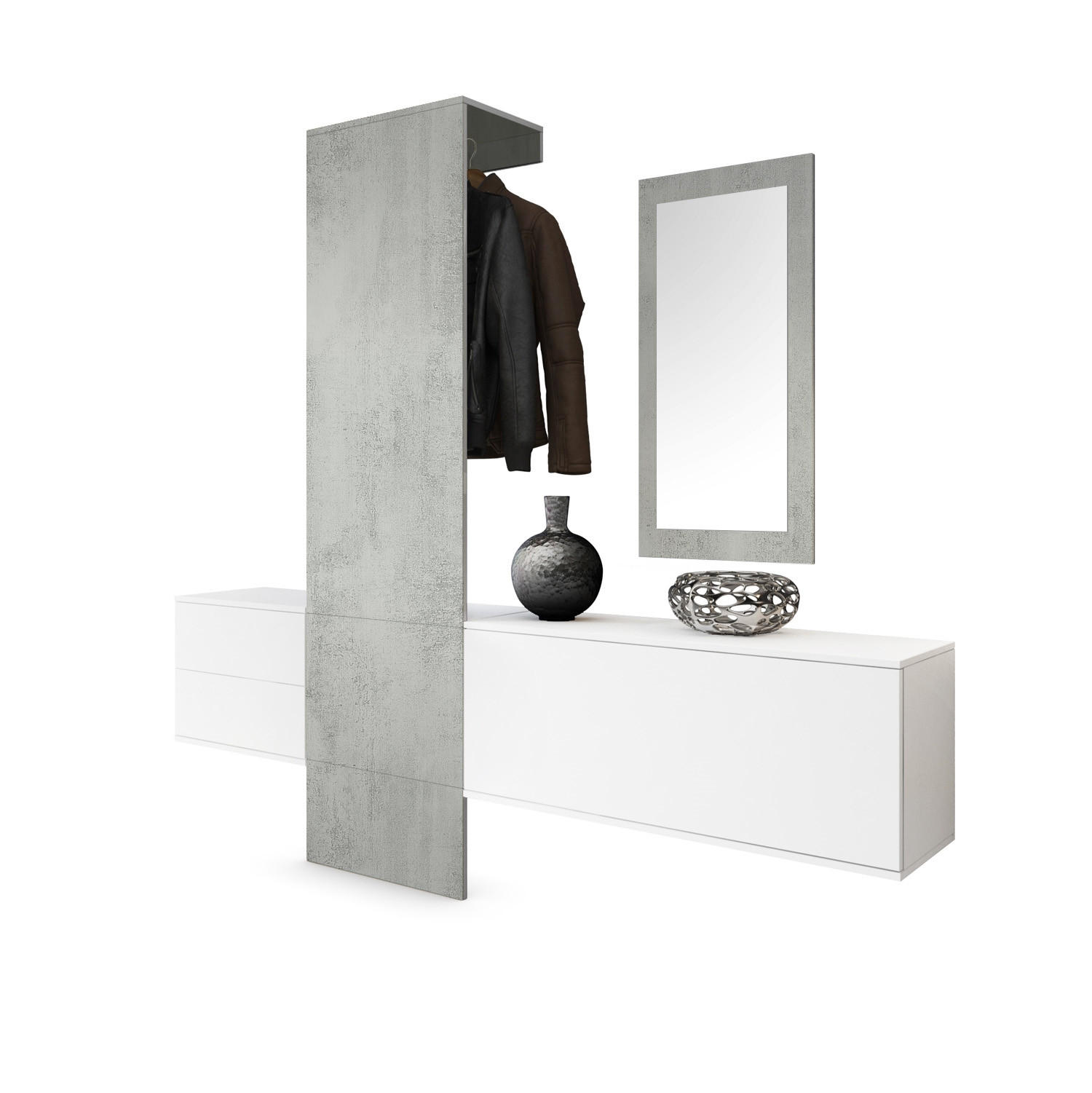 GARDEROBE Carlton - Hellgrau, Holzwerkstoff (208/193/35cm) - Vladon