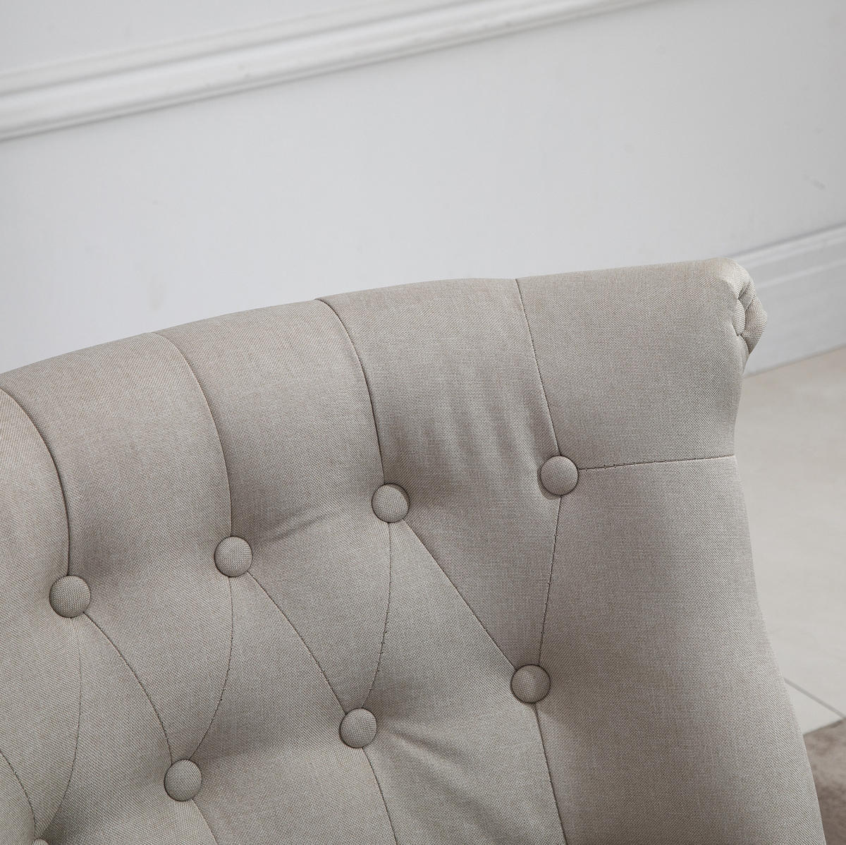 POLSTERSESSEL Vintage-Stil Leinenbezug mit Knopfdesign 67/67/78 cm Beige - Beige, Textil (67/78/67cm) - Redom