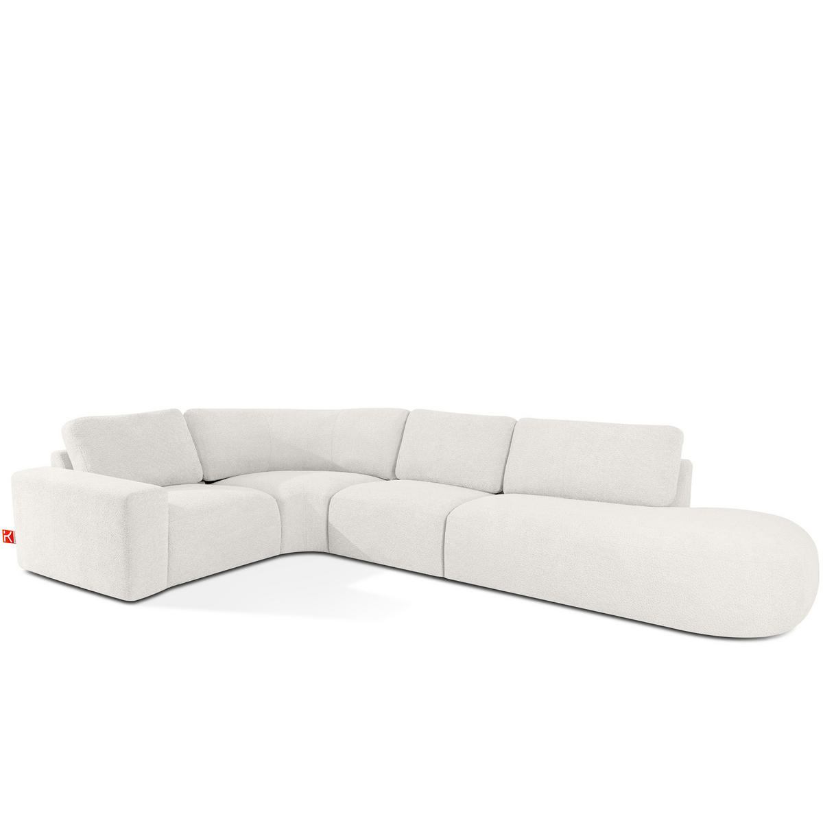 ECKSOFA RECHTS ZUCCO, Ecru - Ecru, Holz/Holzwerkstoff (224/373cm) - KONSIMO®