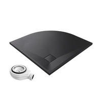 DUSCHTASSE Viertelkreis inkl. Ablaufgarnitur Schwarz 80/80 cm - Schwarz, Naturmaterialien (80/2.6/80cm) - EMKE