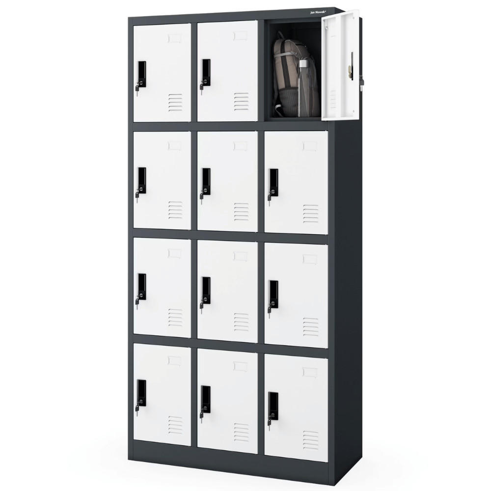 SCHLIESSFACHSCHRANK Spind BERN 12 Fächer185x90x40cm Anthrazit-Weiß - Anthrazit, Metall (90/185/40cm) - DELUKE