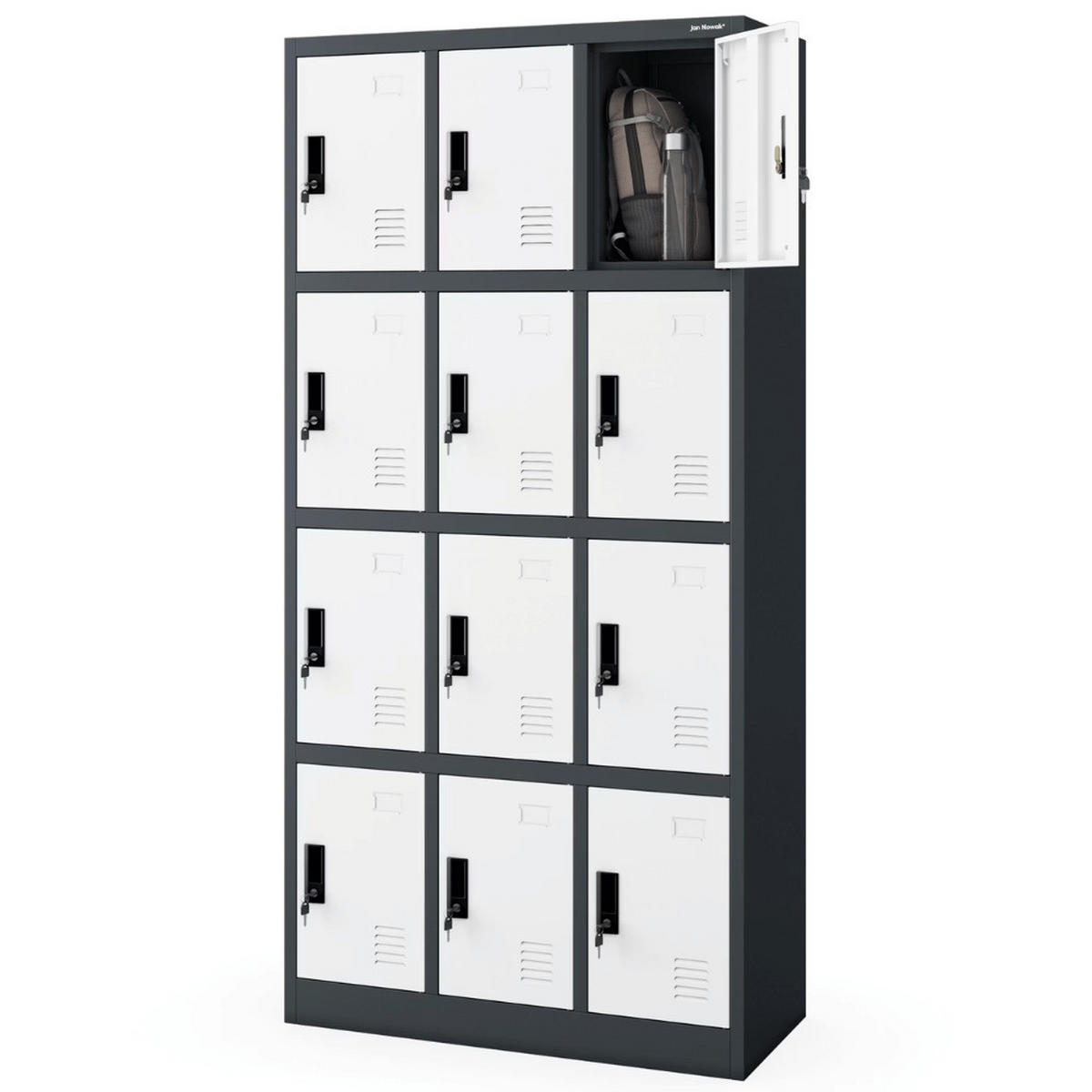 SCHLIESSFACHSCHRANK Spind BERN 12 Fächer185x90x40cm Anthrazit-Weiß - Anthrazit, Metall (90/185/40cm) - DELUKE