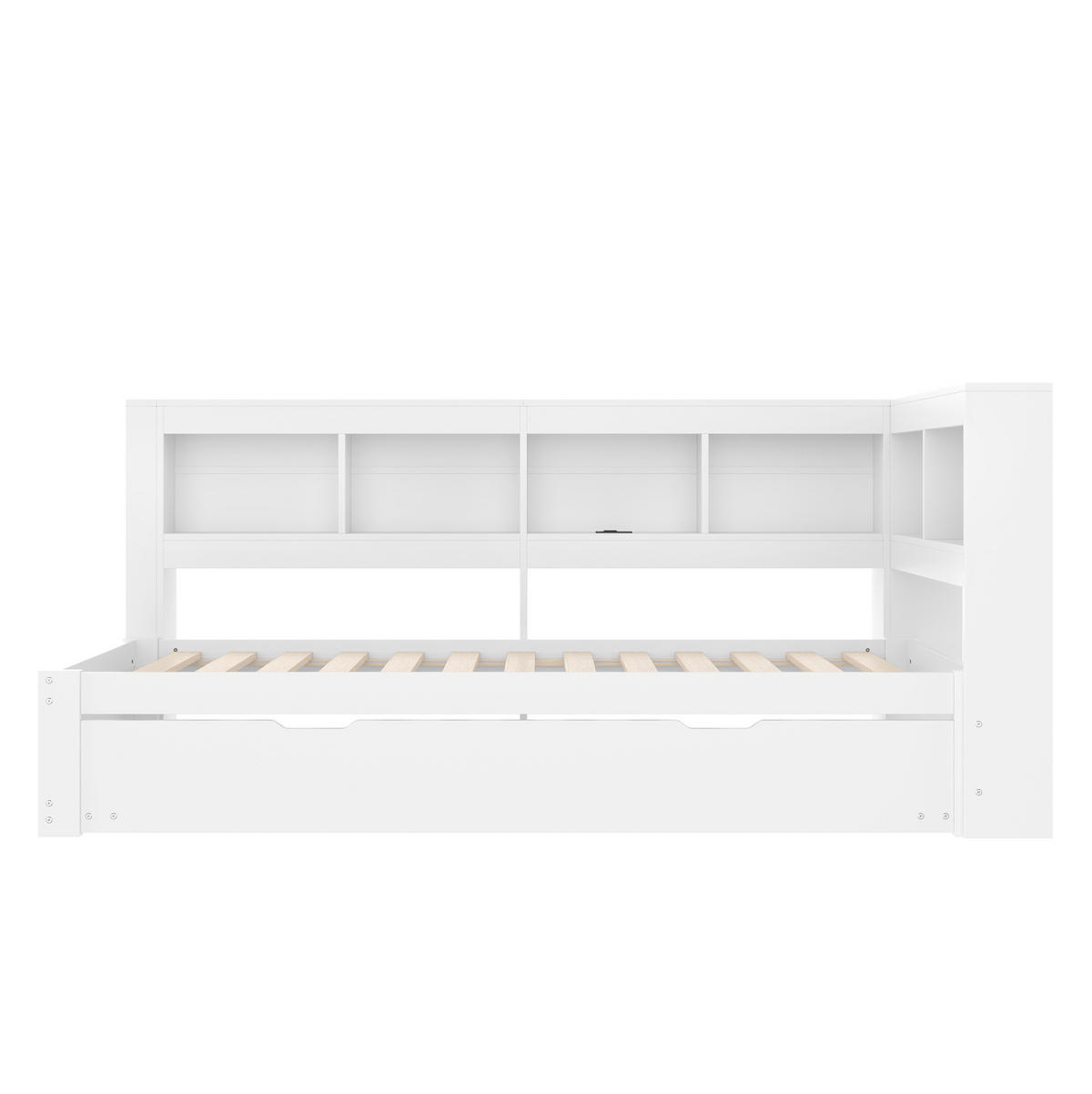 AUSZIEHBETT 90/200 cm Weiß mit Steckdose und 2 USB-Anschlüssen - Weiß, Holz (90/200cm) - Flora Grace