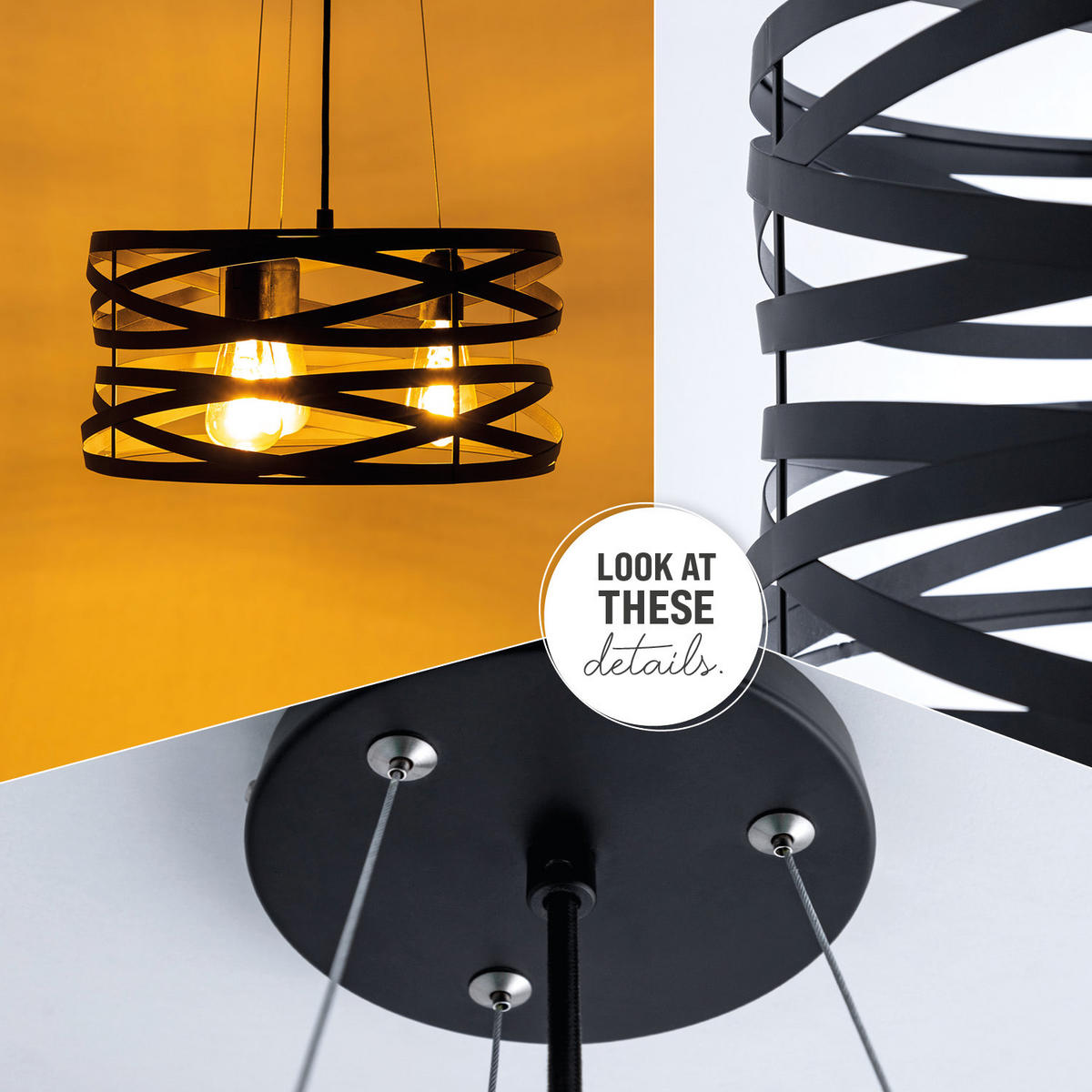 PENDELLEUCHTE Shannon - Schwarz, Metall (40/40/20.5cm) - Paco Home