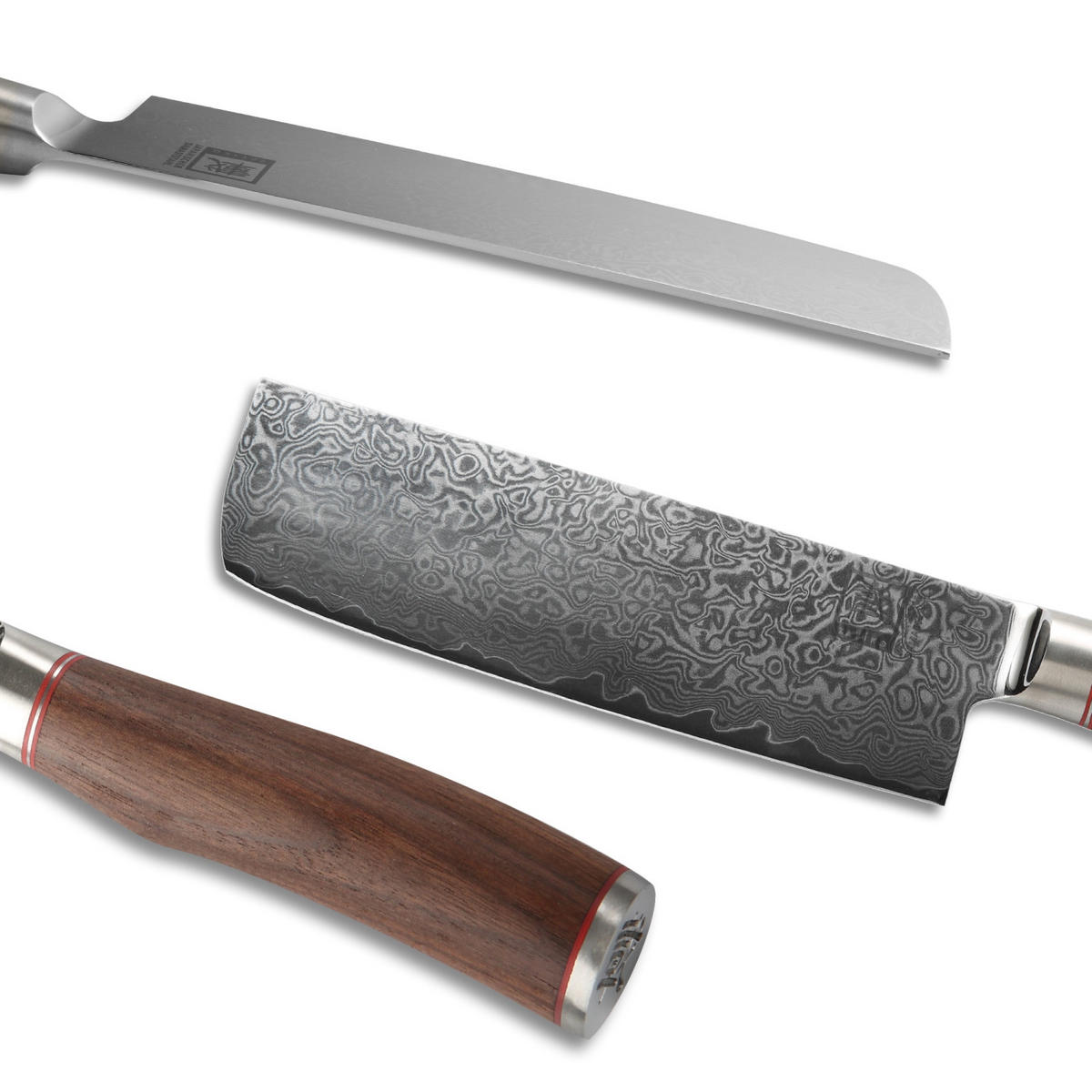 NAKIRIMESSER 18 cm - Nussbaumfarben, Holz/Metall (31cm) - Zayiko