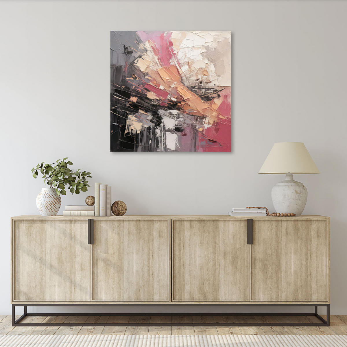 LEINWANDBILD Abstraktion Impression Rosa 30x30cm - Rosa, Textil (30/30cm) - Feeby