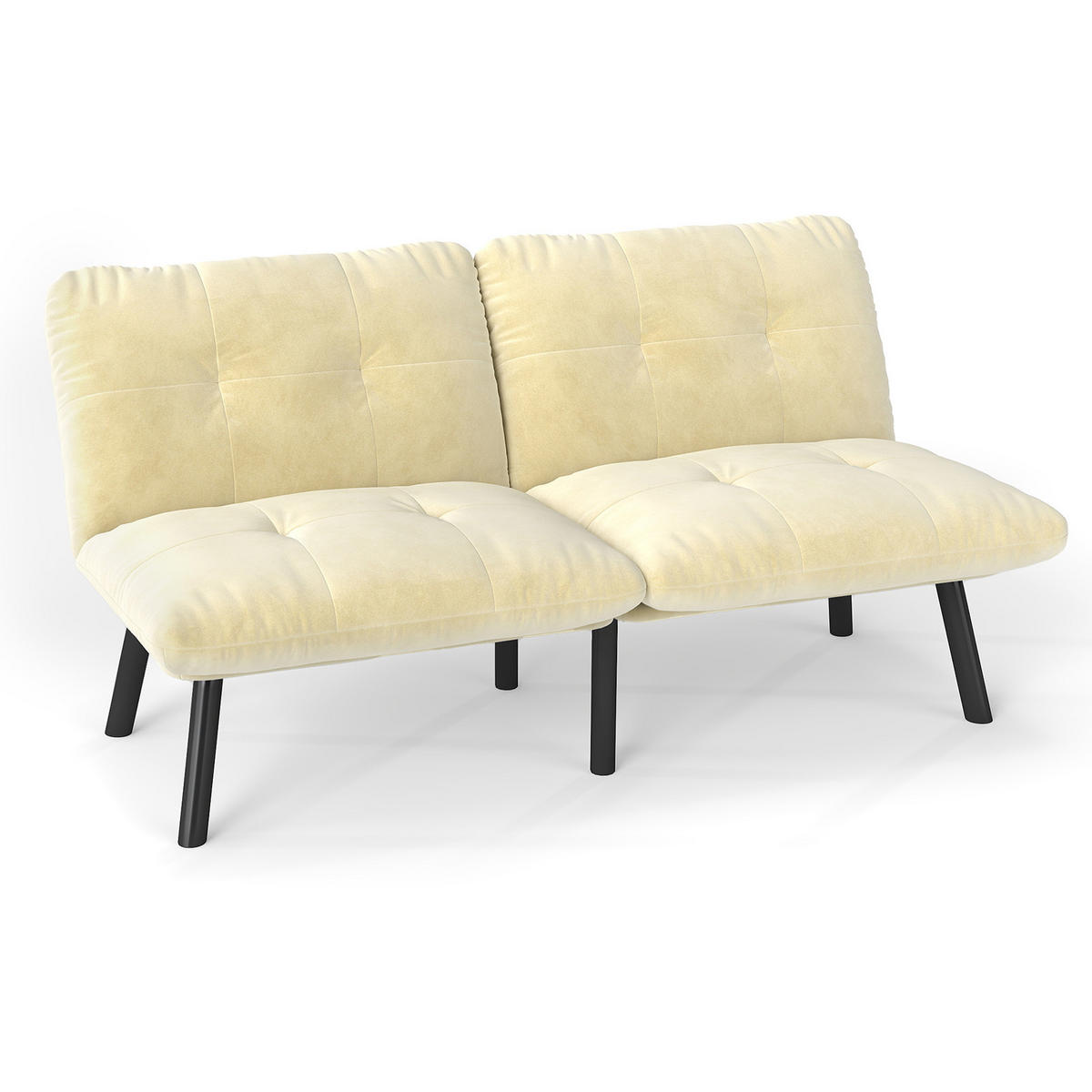 SCHLAFSOFA 160/55/78 cm Creme Samt - Creme, Textil (81/78/160cm) - Oxeza