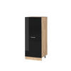 HOCHSCHRANK R-Line Schwarz Hochglanz 60 cm - Schwarz Hochglanz/Eiche Wotan, Holzwerkstoff (60/143/57cm) - Vicco