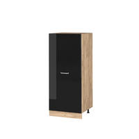HOCHSCHRANK R-Line Schwarz Hochglanz 60 cm - Honigeiche/Schwarz Hochglanz, Holzwerkstoff (60/143/57cm) - Vicco