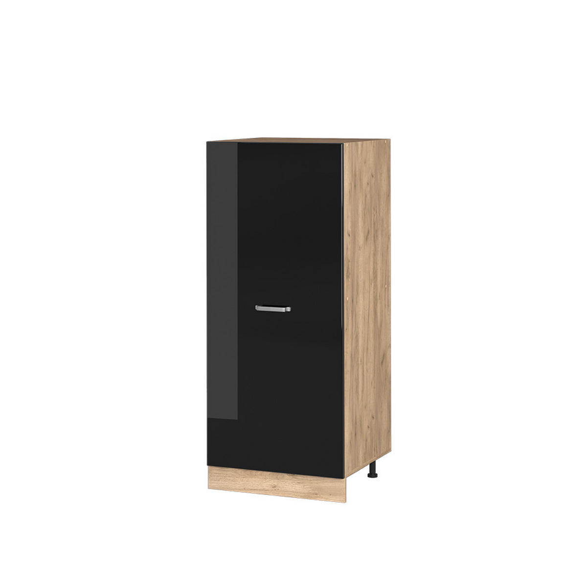 HOCHSCHRANK R-Line Schwarz Hochglanz 60 cm - Honigeiche/Schwarz Hochglanz, Holzwerkstoff (60/143/57cm) - Vicco