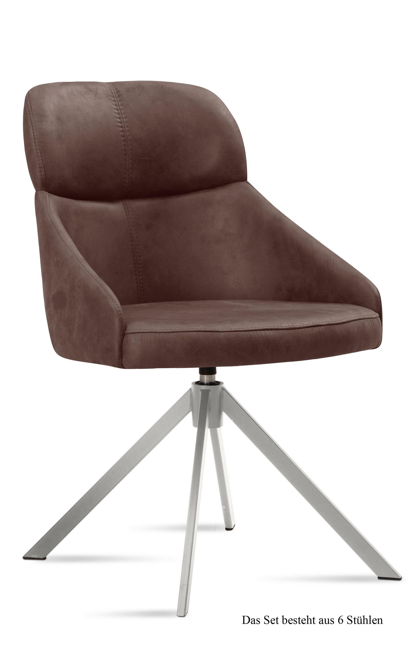 ESSZIMMERSTUHL drehbar (6er-Set) Deeanne 52x82x63 Edelstahl/Braun - Edelstahlfarben/Braun, Kunststoff (63/82/52cm) - 58aufmkessel