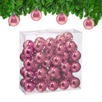 50XWEIHNACHTSKUGELN - Rosa, Kunststoff (6/7/6cm) - Relaxdays