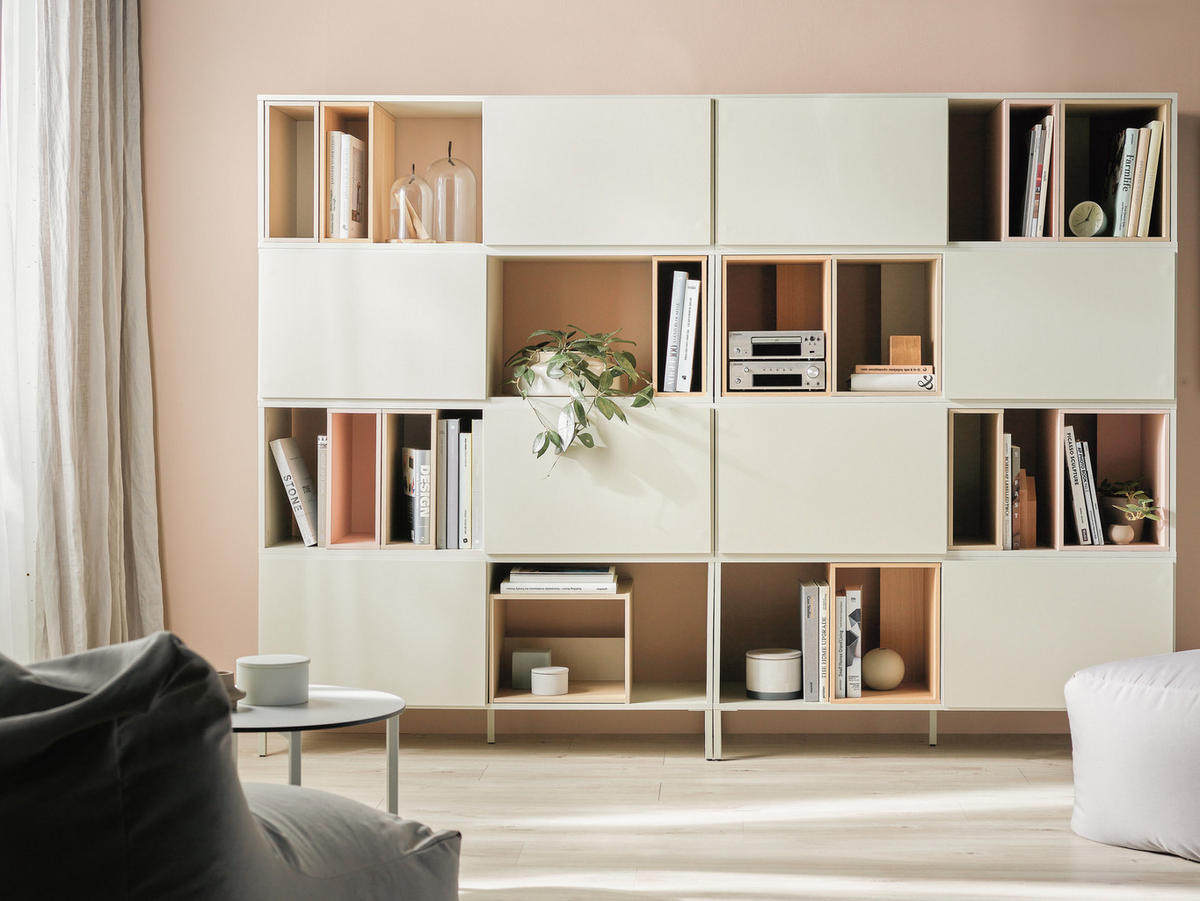 BÜCHERREGAL-SET INTO - Creme, Holzwerkstoff (43.5/175.5/242cm) - Vox Möbel