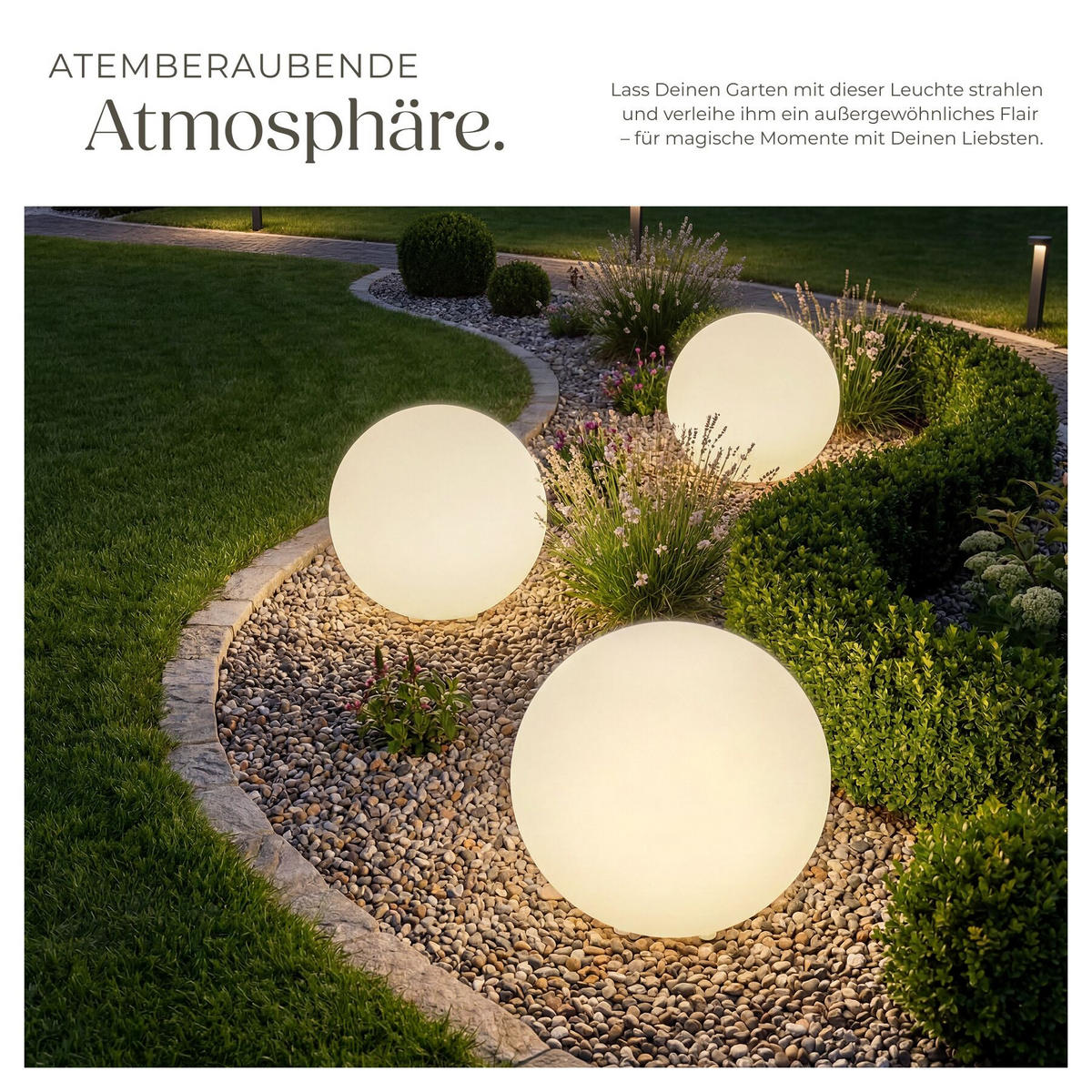 KUGELLEUCHTE Luminous Globe, inklusive Erdspieß, weiß - Weiß, Kunststoff (40/40/40cm) - tectake